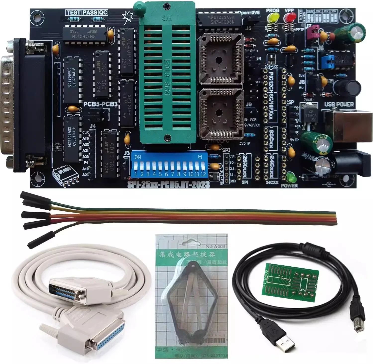 SPI 25xx PCB5.0T-2021 Willem EPROM programmer, BIOS009 PIC,support 0.98d12,promotion clip PLCC32+SOIC 8 pin adapter NEW