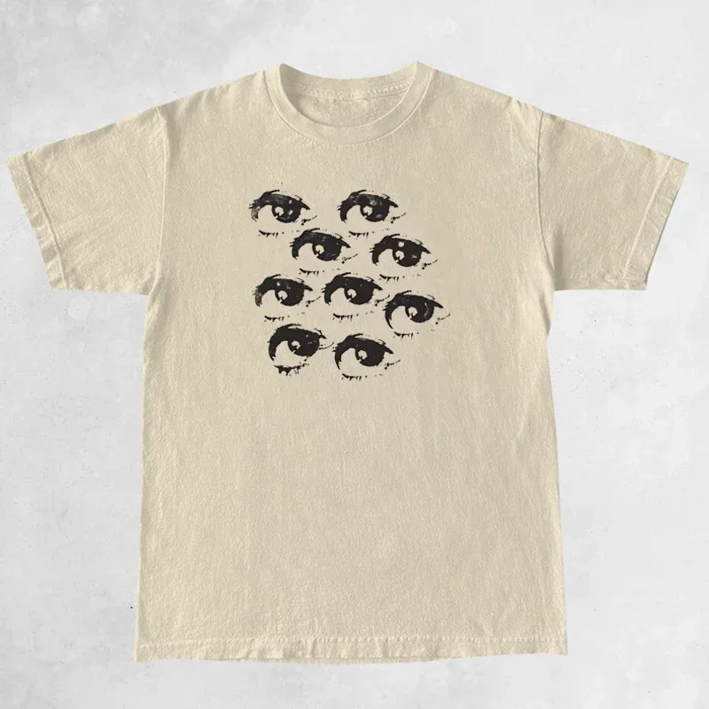 Camisetas con estampado de ojos para mujer, Y2k Vintage ropa de calle, camisetas con estampado estético Grunge de Egirl, Tops de moda para mujer