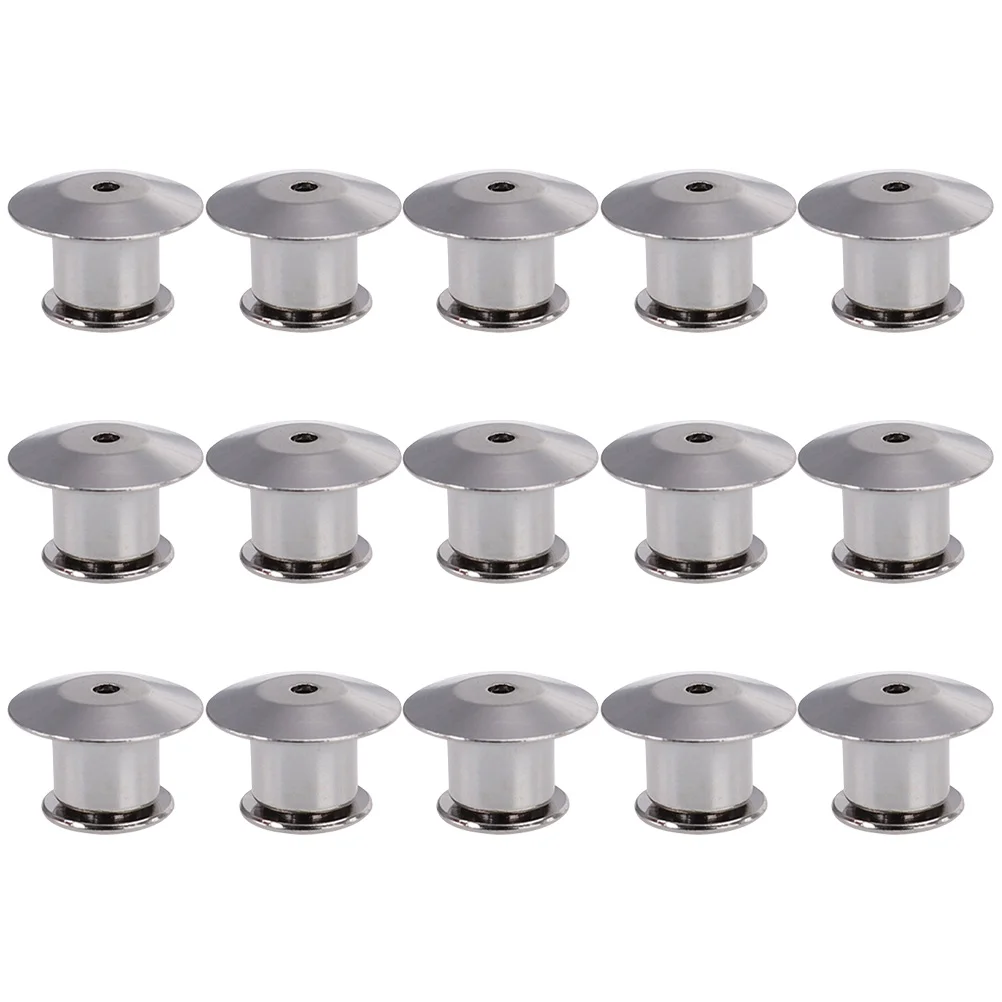 15 Pcs Flat Head Buckle Cap Alloy Locking Pin Keepers Clutch Backs Professional Boutonniere Pins