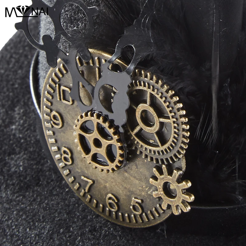 Meisjes Steampunk Zwart Mini Hoed Haar Clip Fotografie Decors Gothic Fedora Club Show Hoofd Slijtage