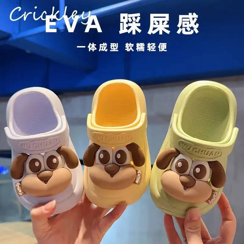 

Детские 3D-шлепанцы с мультяшными собаками, летние, из ЭВА, для мальчиков и девочек, водонепроницаемые, с мягкой подошвой, пляжные тапочки