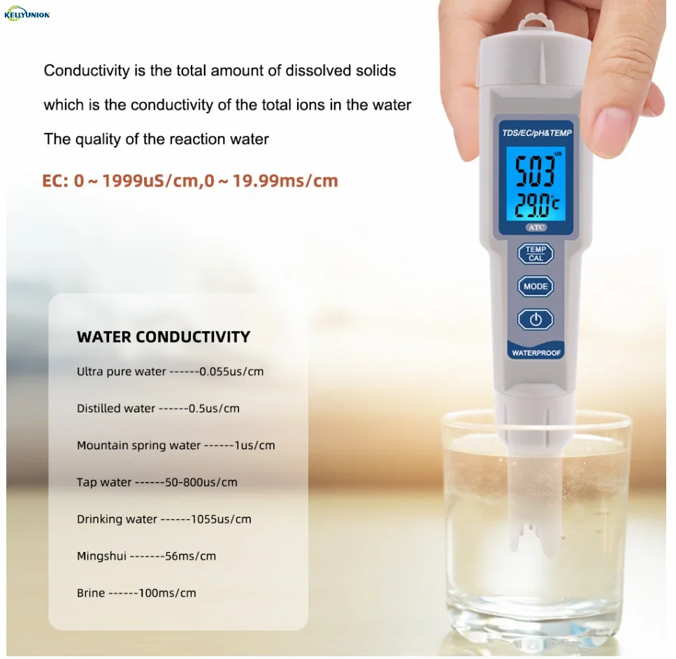 High Quality Aquarium Pool Water Quality Monitor Digital PH /TDS/ EC Meter Tester Thermometer Pen Digital Ph Meter Tester