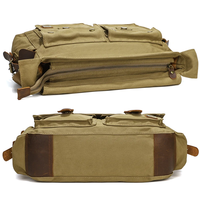 Vintage Military Leather Canvas Laptop Bag I AM LEGEND Will Smith Crossbody Shoulder Bag Men Messenger Bags