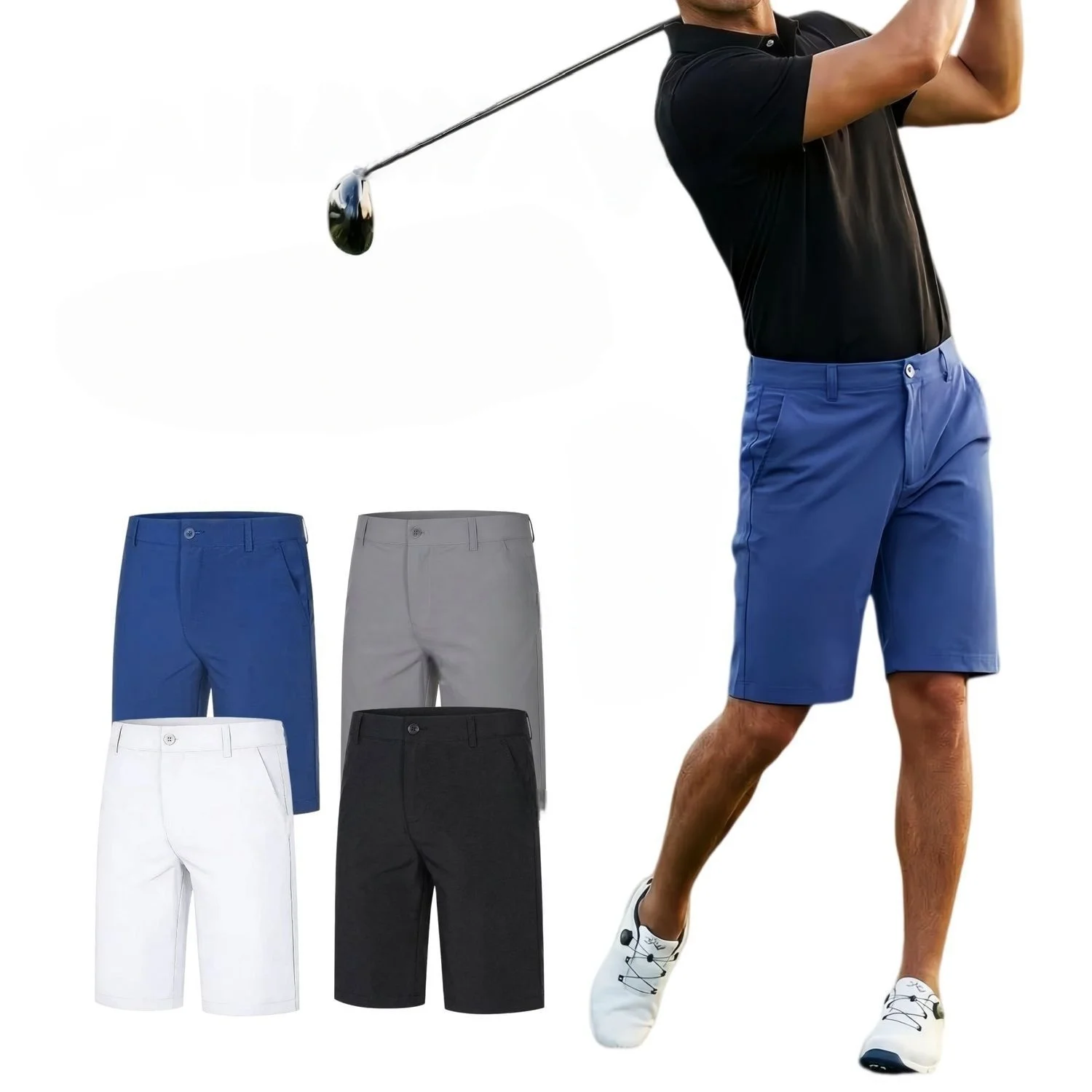 Men's golf pants, sports outdoor golf shorts, casual pants, stretchy breathable quick-dry pants