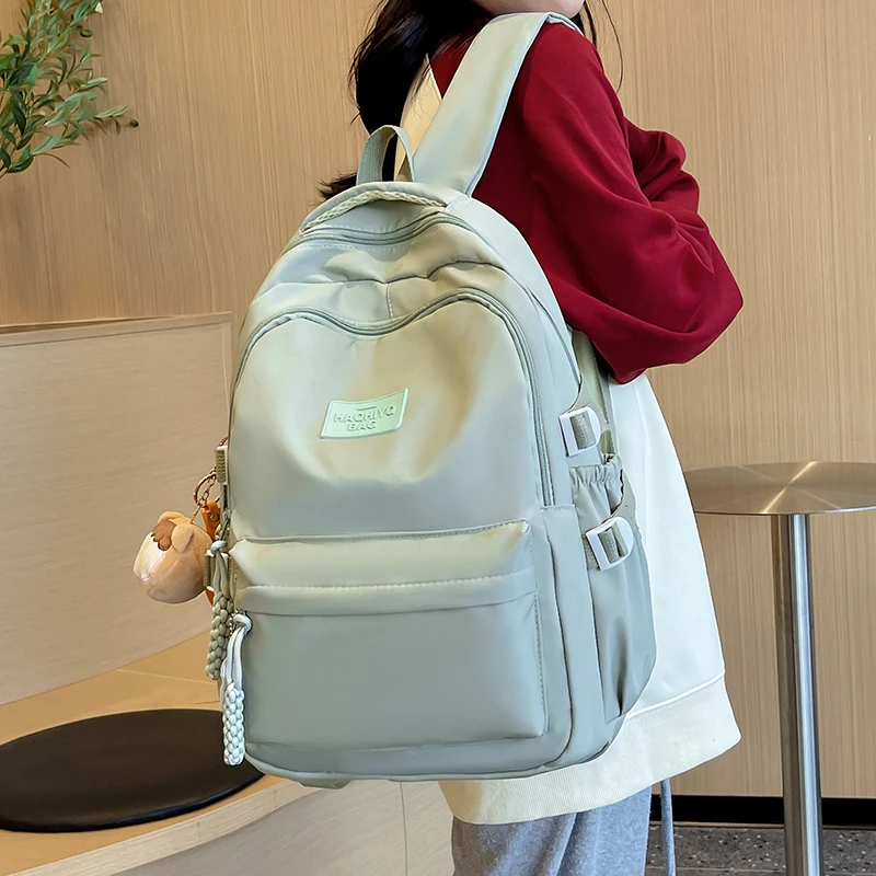 

Solid Color Women Rucksack Large School Bag Backpack for Teenage Girls Fashion College Student Book Bag Mochilas рюкзак 가방