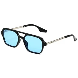 Vintage Classic Brand Designer Double Bridge Square Sunglasses Women for Men Male Luxury Sun Glasses Punk Big Frame Shades UV400