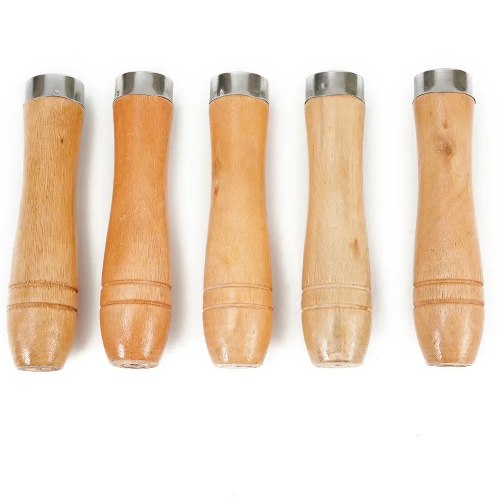 5pcs Wooden File Handle Replacement Strong Metal Collar 11cm Hole For 6-8 Inch File Screwdrivers Hand Drills Craft Hand Tools