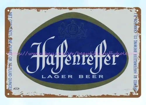 man cave 1960s Haffenreffer Lager Beer Brewing Cranston RI metal tin sign