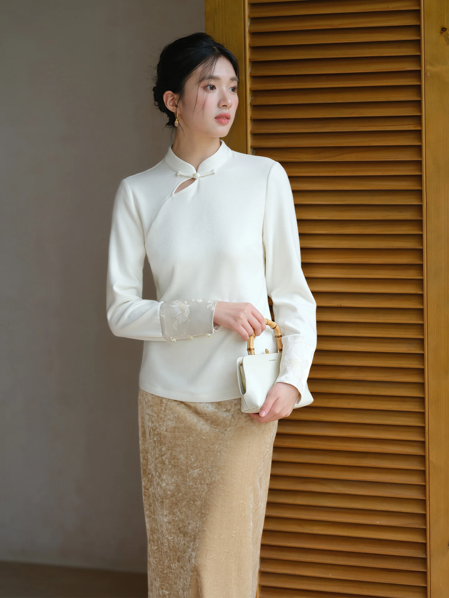 Falda larga de terciopelo recta de cintura alta Ele, nueva falda Hanfu china de otoño e invierno para mujer, Faion informal