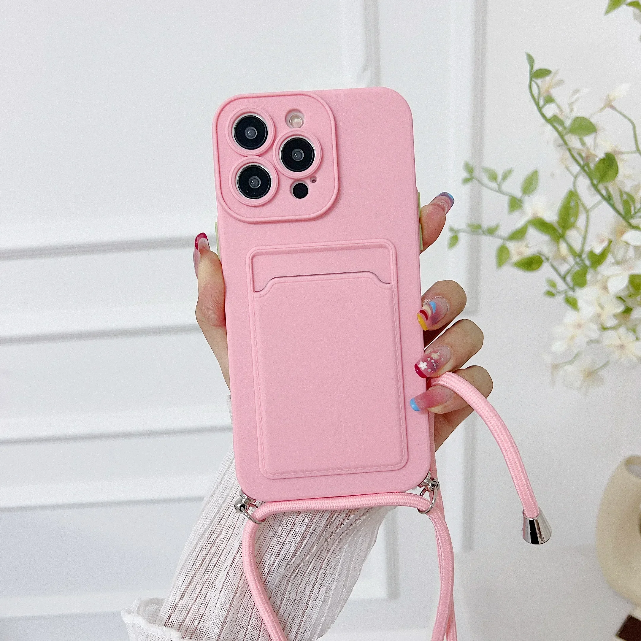 Luxury Candy Lanyard Card Slot Silicone Phone Case For Xiaomi Redmi Note 14 Pro 4g 5g 14 Pro Plus Necklace Strap Cover
