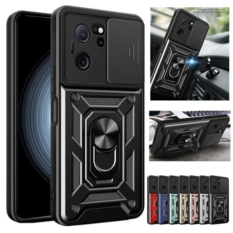 Armor Case for Xiaomi 13T Pro 13 Lite 12T 12 11T Mi 11 Lite 5G Cover Lens Protection with Ring Magnetic Holder Coque Fundas