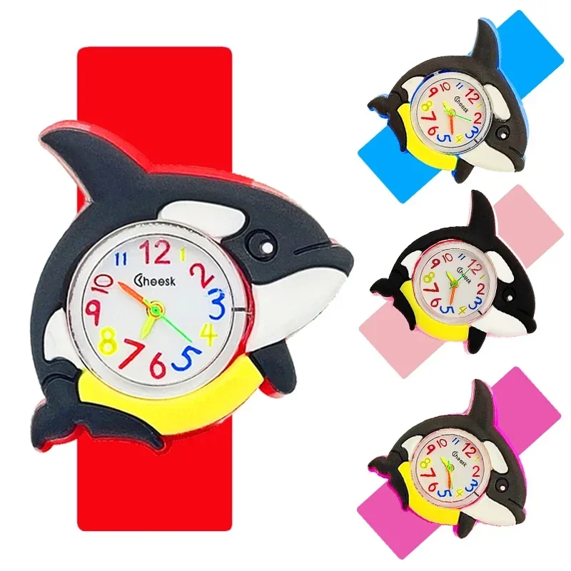 Slap Bracelet Children's Watch Cute Penguin, Crab, Turtle, Dolphin Patterns Toy Baby Birthday Gift Boys Girls Kids Watches Clock