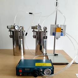 Dispensador automático de pegamento AB, controlador de dispensación neumática 983A, dispensador de resina epoxi líquida mixta AB, barril de acero inoxidable de 2L