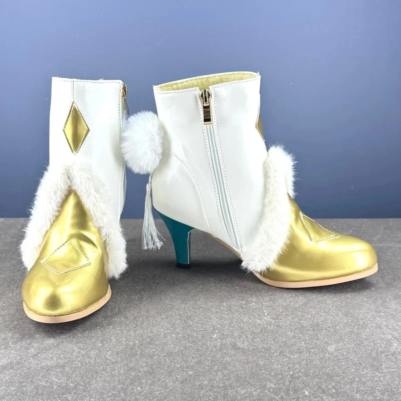 

ABC123Game Genshin Impact Zibai Cosplay White Golden Boots Customized Size 35-46 Men Women Shoes For Halloween C5,j'8.k/4\