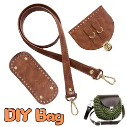 Hot 1 Set Handmade Knit Bag Set Retro Leather Bag Bottom Flap Cover With Hardware DIY Women Handbag Shloulder Straps Accessories