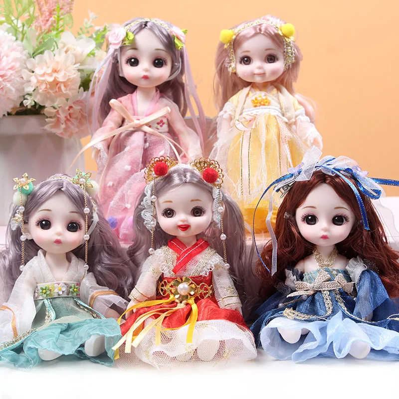 5 Packs of 17cm Multi-joint Dream Bar Christmas Doll Gift Box Girl Princess Dress Up Exquisite Children's Toy Gifts