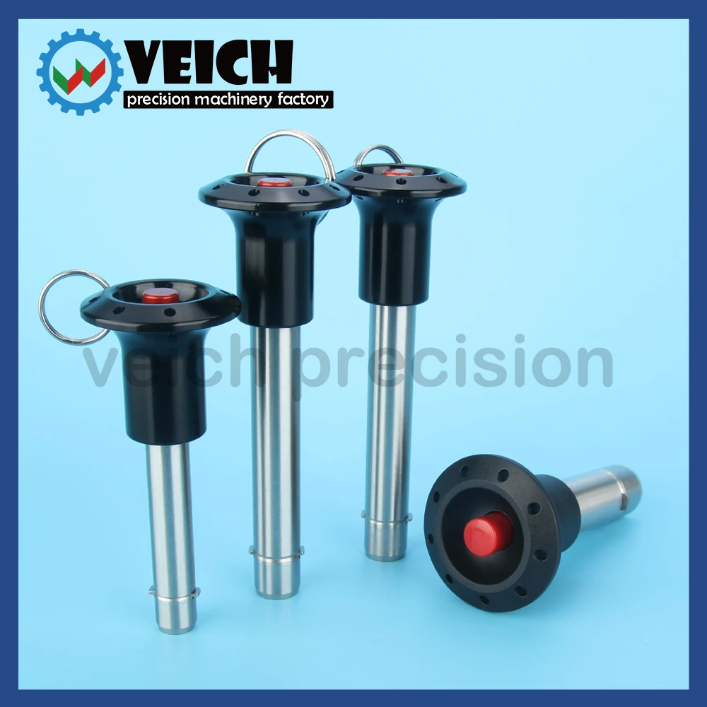 

VCN123 Stainless Steel Pin Aluminium Handle Red Button Quick Release Axial Pawl Locking Pin With Ring Dia6/8/10/12/16mm