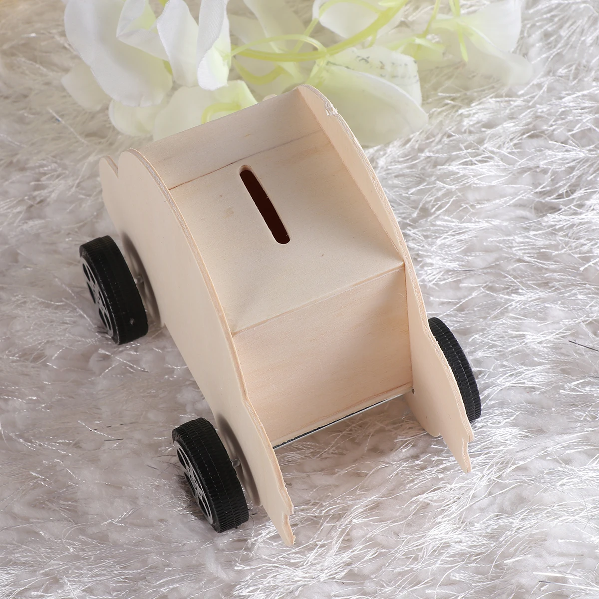 

Wooden Car Shaped Piggy Bank Money Saving Box Creative Coin Bank DIY Creative Educational Toys(Beetle)
