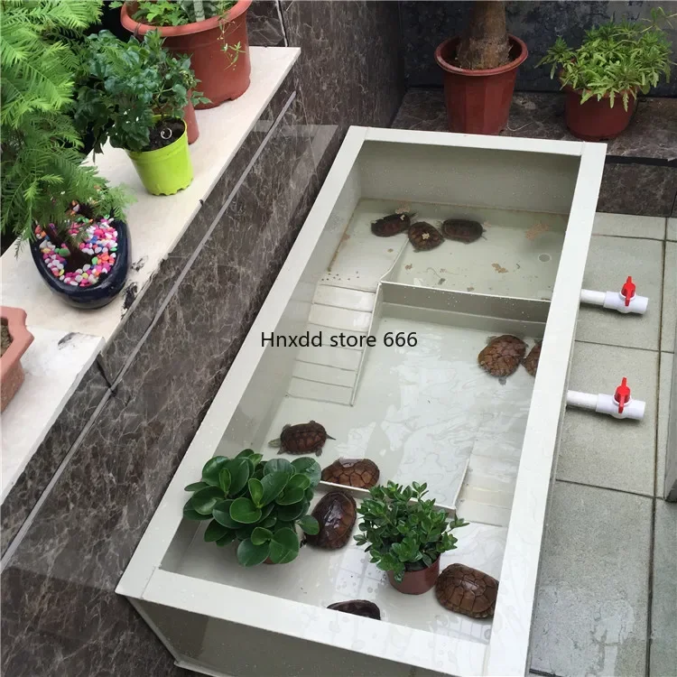 Turtle pond breeding box household large turtle box with drying platform feeding area