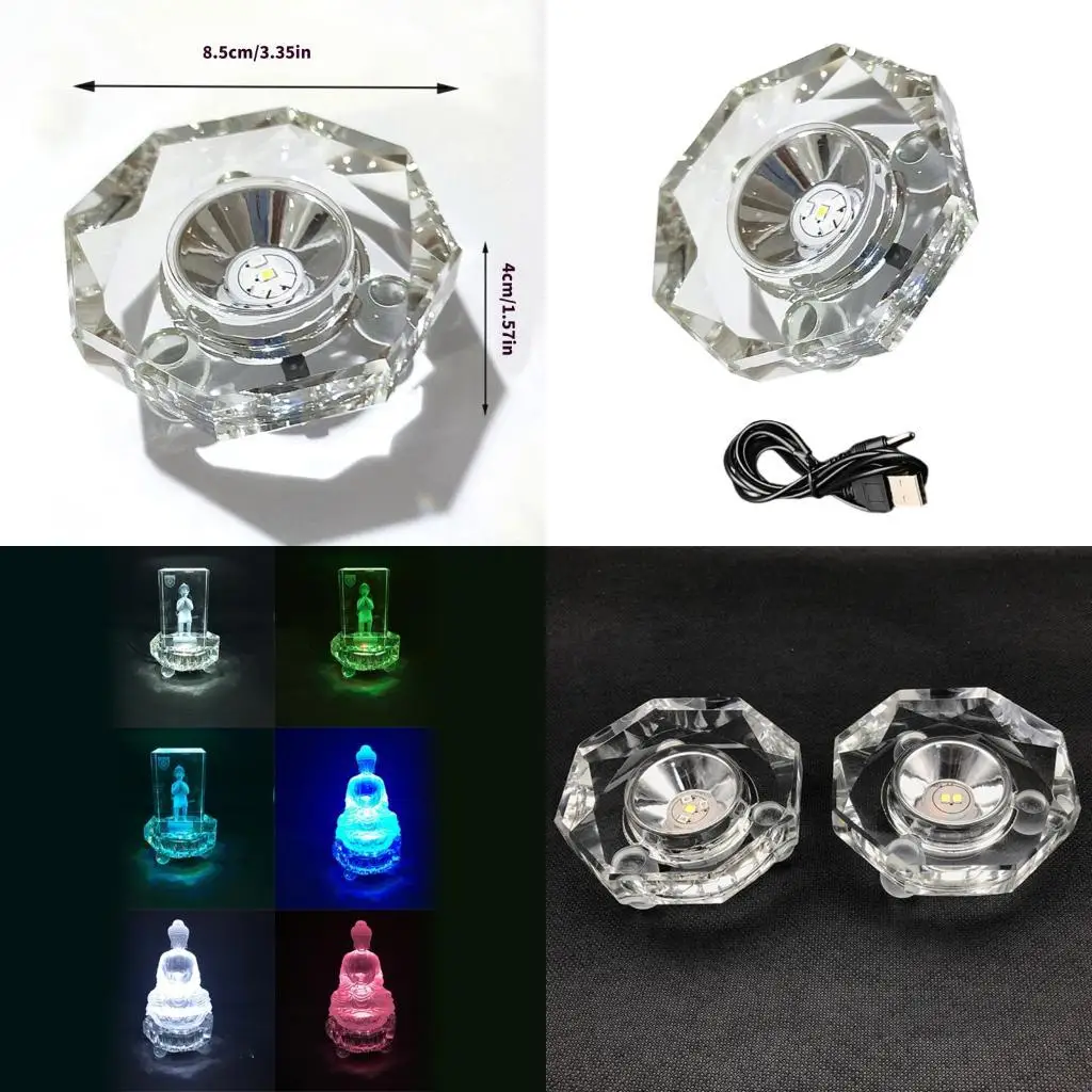 

USB Operated Decorative Light Base Featuring 7 Chromatic Modes for Showcasing Glass Craft In Secure ABS Housing Y08E