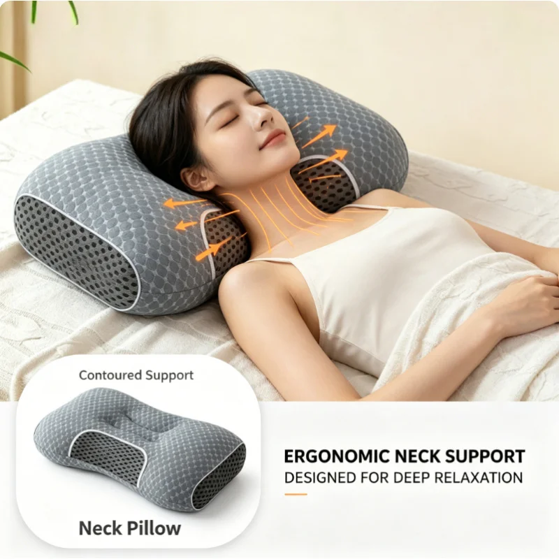 Nackenschmerzen-Linderungskissen, Verstellbares Orthopädisches Ergonomisches Massagekissen, 2er-Pack, Ganzjahres-Unterstützung für Seiten- und Rückenschläfer