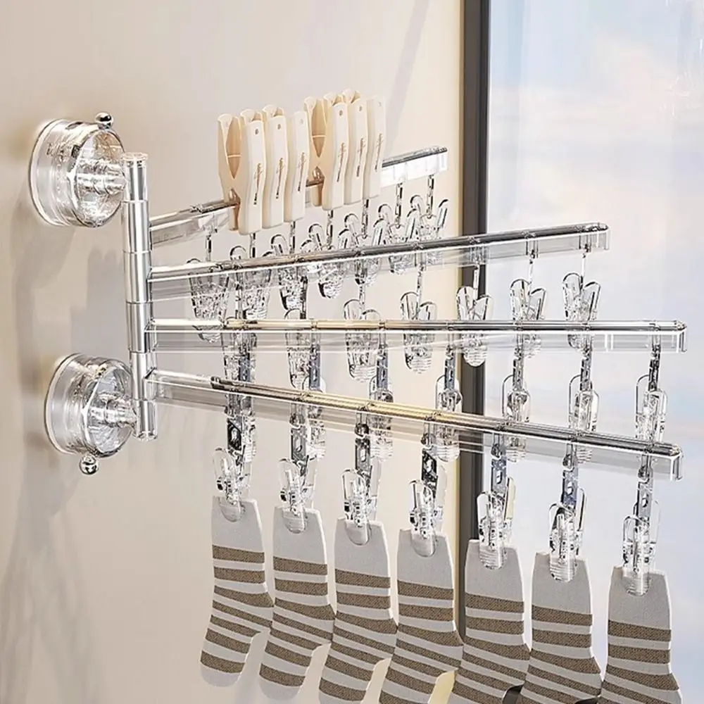 

180 ° Вращающаяся присоска, складной зажим для носков, настенная сушилка для носков большой емкости, экономия места, противоскользящая