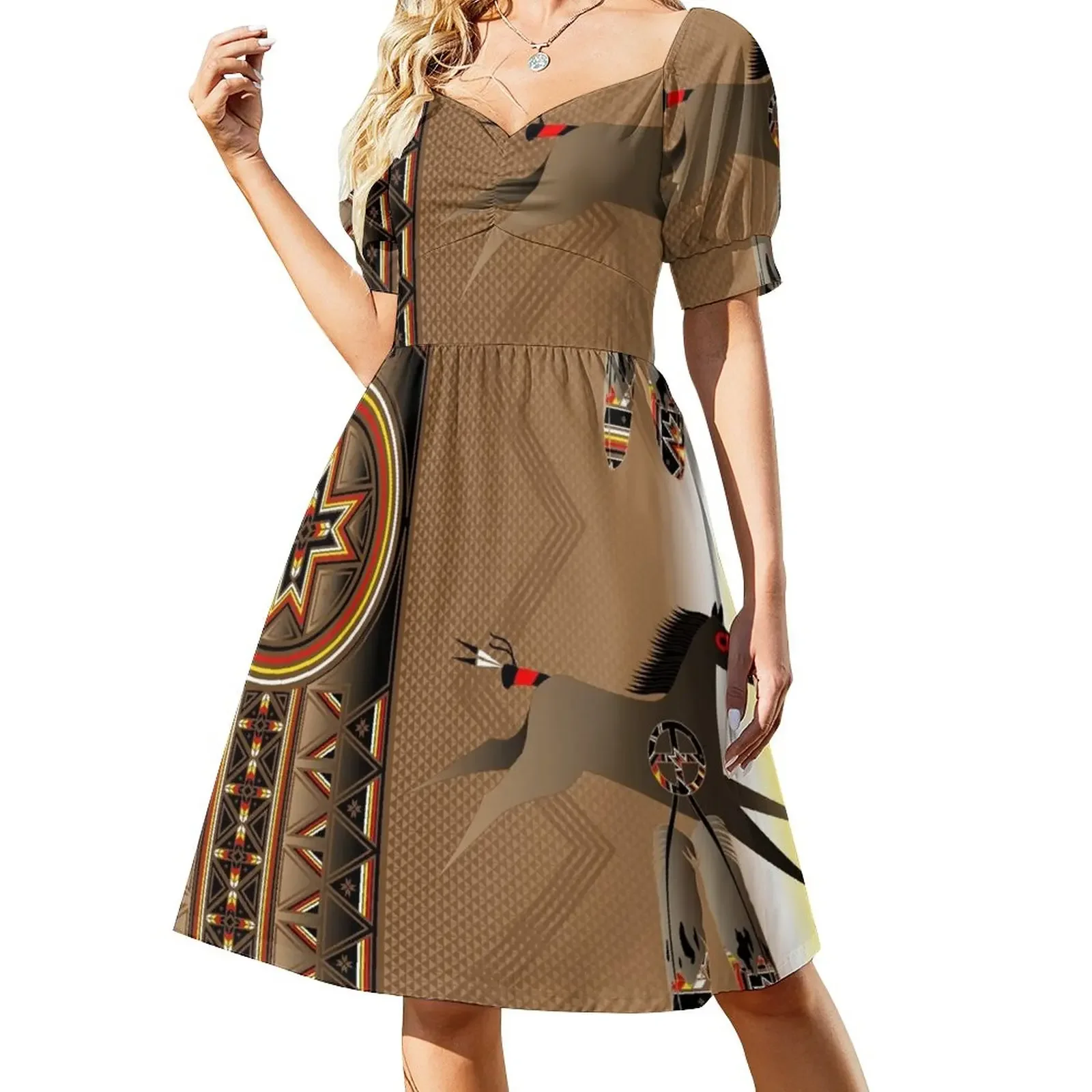 

War Horse Short-Sleeved Dress elegant dresses plus sizes beach outfits for women evening dress women clothing 2025 new arrivals