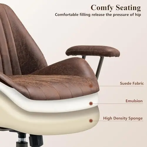 كرسي مكتب مريح عالي الظهر من Century Modern، بني داكن #5