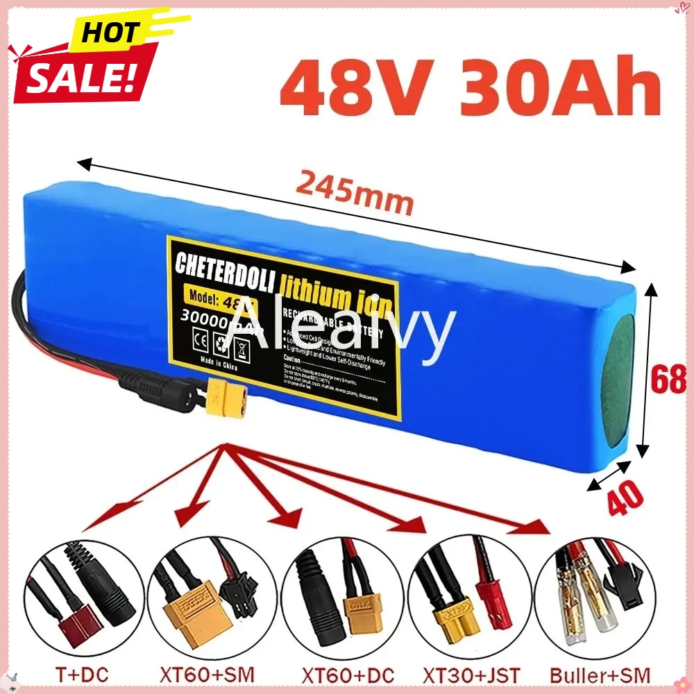 48V 30Ah Ultra-Large Capacity13S2P 18650 Lithium Battery Pack–High Performance for250W-1000W Scooter Motor Kit Replacement Power