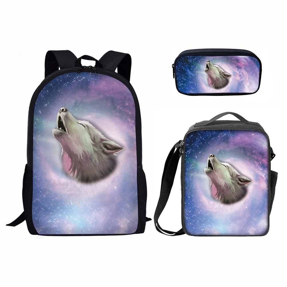 Classic Popular New Starry Sky Animal 3D Print 3pcs/Set Student School Bags Laptop Daypack Backpack Lunch bag Pencil Case