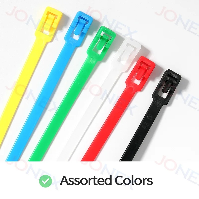 100PCS Reusable Plastic Ties Nylon Cable Zip Tie Black White Self-locking Desk Organiser For Wire Management Garden Strap Bundle