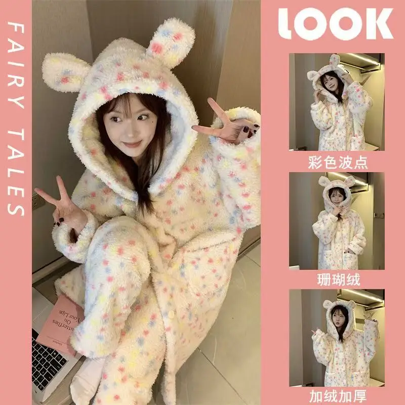 

Pjs Set Hooded Pajamas Women's Pajama Set Women's Warm Winter Pajamas Fashionable Home Clothes, Pajamas Cute and Soft Pajama Set