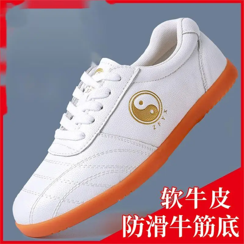 Men Women Leather Tai Chi Shoes Non Slip Oxford Bottom Kung Fu Shoes Low Top Martial Arts Training Shoes Taekwondo Sneakers