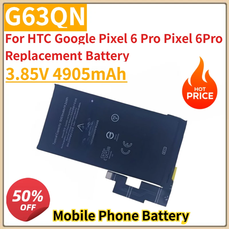 

High Quality New G63QN Mobile Phone Battery 3.85V 4905mAh For HTC Google Pixel 6 Pro Pixel 6Pro Replacement Battery
