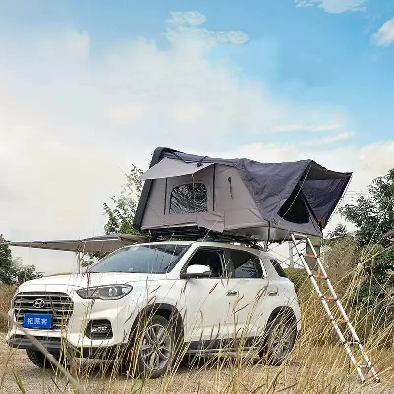 

Camping Aluminum Rooftop Tent Car Triangle Clamshell Hard Shell For Outdoor Hiking Top Roof Car Tent 2 Person