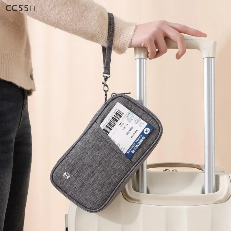 [-CC55」 محفظة جواز السفر بحجب RFID، محفظة أساسيات السفر، منظم مستندات السفر، حافظة بطاقات الائتمان، حقيبة حامل جواز السفر