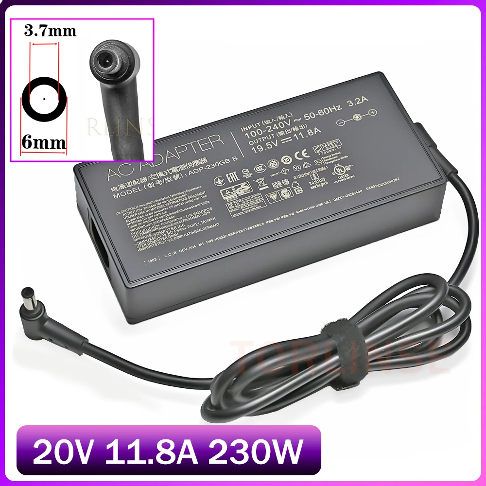 

19.5V 11.8A 230W Laptop Adapter 6.0*3.7mm ADP-230GB B AC Power Charger For ASUS ROG Strix G531GV-DB76 Laptop