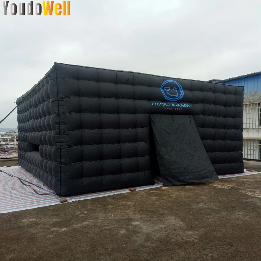 Black 5.2mx5.2mx3.2m Inflatable Air Cube Tent For Outdoor Honey Housed Finished Print logo Exhibition Showroom For Party Events