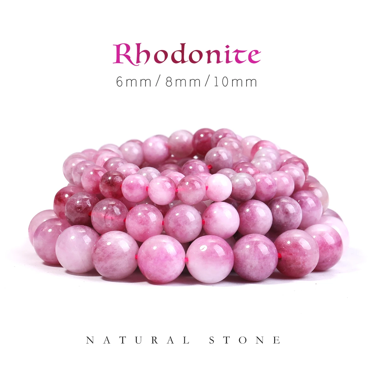 Natural jasper Rhodonite Jade Jewelry DIY Making Bracelet Earrings Accessories Natural Stone Round Loose Mineral Beads 6/8/10mm