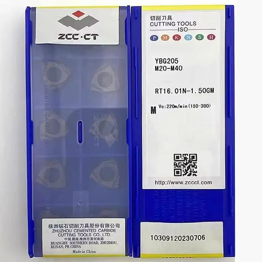 

Твердосплавные резьбовые пластины ZCC.CT CNC (RT16.01N-2.00GM YBG205/RT16.01N-2.50GM YBG205/RT16.01N-3.00GM YBG205), 10 шт./упаковка