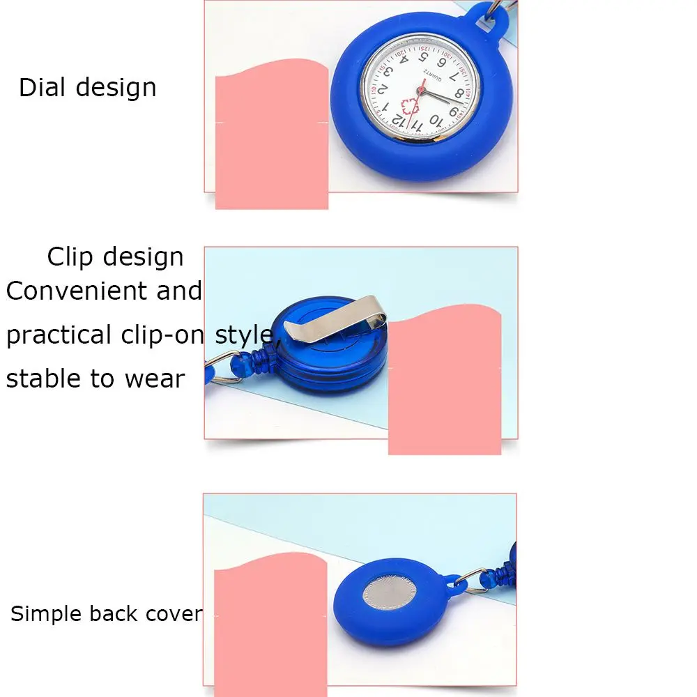 Silicone Quartz Clock Brooch Pin Fob Watch Retractable Nurse Watch Pocket Watch Doctor  Hanging