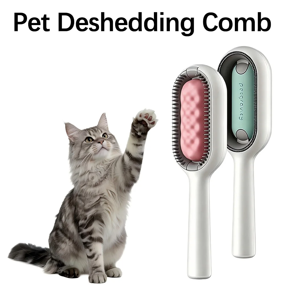 Cat Dog Soft Silicone Deshedding Massage Brush with Water Tank Wipe Long Hair Remover Self-Cleaning Grooming Comb Pet Supplies