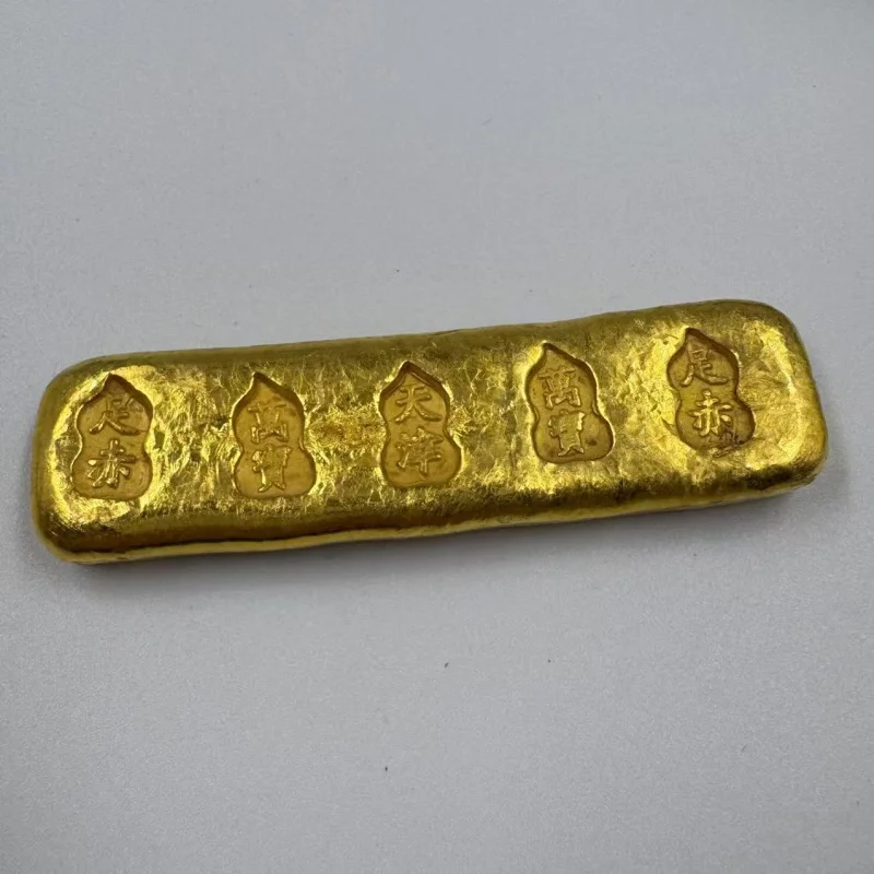 Antique-style gold ingot craft Tianjin Zuchiwanbao Gold Bar Gold-colored brass material, not a gold propJ4