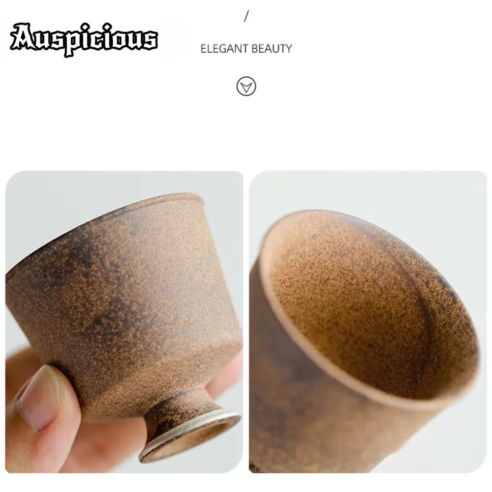 2 قطعة/مجموعة ريترو قديم روك كلاي الشاي النقي اليدوية تتبع الفضة السيراميك كوب صغير عالية القدم ماستر كأس السلطانية تذوق الشاي القدح 35 مللي