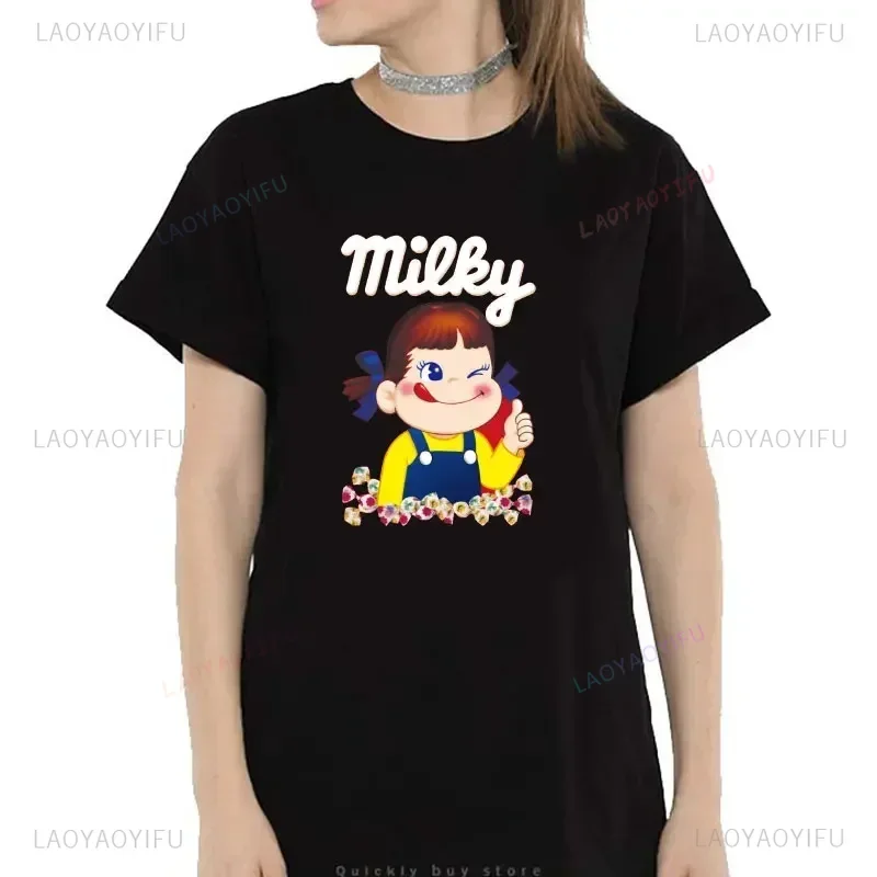 تي شيرت نسائي ريترو ميلكي بيكو تشان تي شيرت كلاسيكي 100% قطن ملابس للرجال جودة عالية Harajuku Punk Y2k بلايز جرافيك