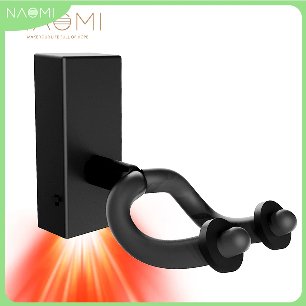 NAOMI Guitar Hanger LED Light Red Color Lighting Atmosphere Decorative Wall Mount Rubber Hook Display Guitar Grip Accessories