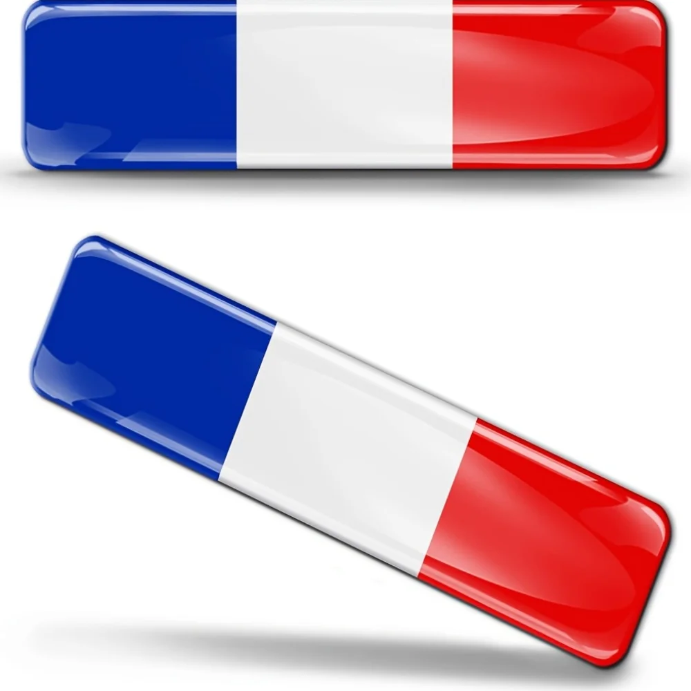 2 x adesivos de silicone em forma de cúpula 3D, bandeira nacional francesa, para carro, motocicleta, capacete F 8