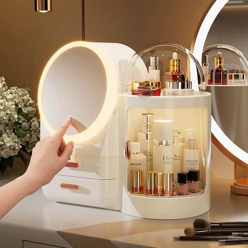 Yy Storage Box Dresser Large Capacity High-Grade Storage Rack with Led Mirror