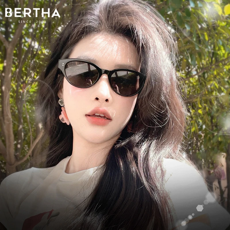 

BERTHA Amber Polarized Retro Sunglasses Women UV400 Sun Glasses Anti-Glare Futurism Style Lady Elegance Eyeglass Shades Elegance