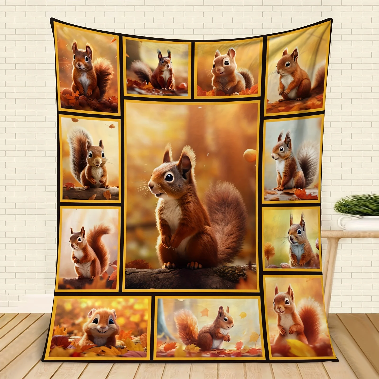 Cozy Adorable Squirrel Flannel Throw Blanket - Soft, Warm in Autumn Forest Scenes, Perfect for Couch, Bed, Office & Camping